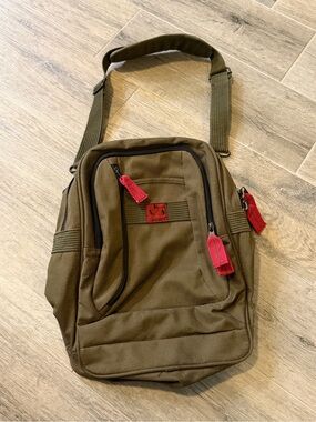 AKA Green Canvas Messenger Shoulder Bag Laptop Travel Tote
Military Style